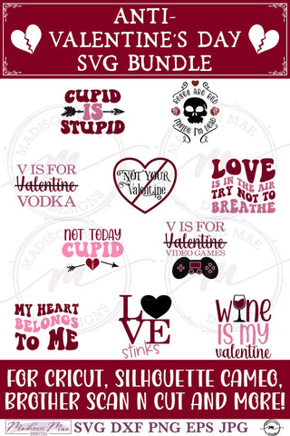Anti Valentines Day SVG Bundle | Funny Valentine Designs SVG Madison Mae Designs 
