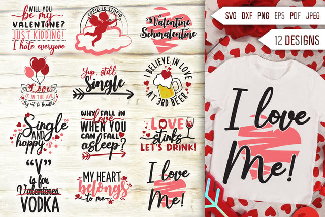 Anti Valentines Day Svg Bundle. I Hate Valentine Svg. Funny Valentine Quotes and Sayings Svg. Against Valentine's Day dxf, eps, png SVG Mint And Beer Creations 
