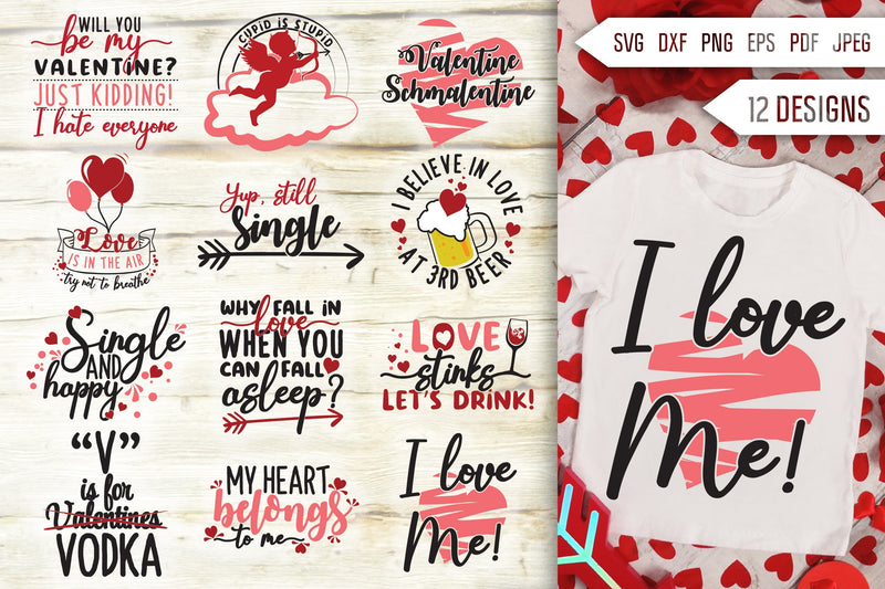 Anti Valentines Day Svg Bundle. I Hate Valentine Svg. Funny Valentine Quotes and Sayings Svg. Against Valentine's Day dxf, eps, png SVG Mint And Beer Creations 