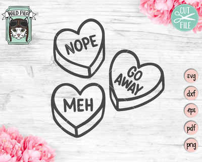 Anti Valentines Hearte SVG Cut File, Candy Hearts SVG, Conversation Heart SVG SVG Wild Pilot 