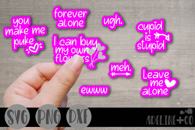 Anti Valentine's stickers SVG Adeline&co 