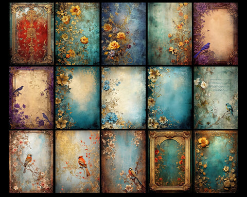 Antique Floral Papers Set, Junk Journal, Kit, Scrapbook SVG nikola 