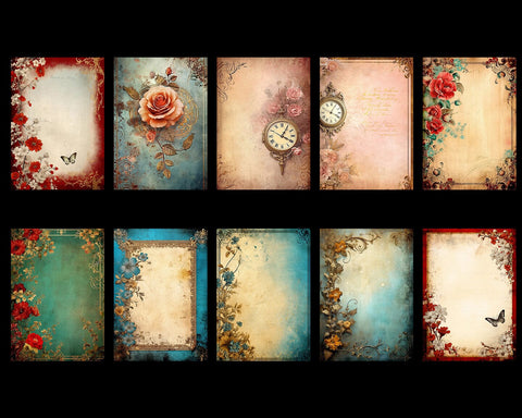 Antique Floral Papers Set, Junk Journal, Kit, Scrapbook SVG nikola 