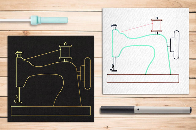 Antique Sewing Machine SKETCH Single Line Drawing SVG Sketch DESIGN Designed by Geeks 
