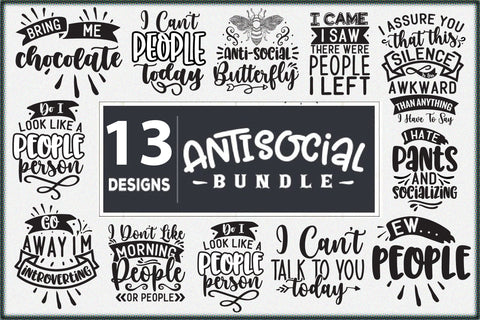 Antisocial Bundle 13 Designs SVG Creativeart88 