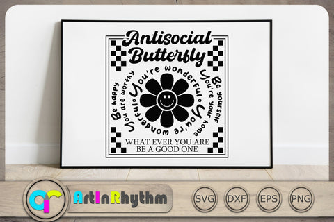Antisocial Butterfly Svg, Positive Quotes Svg, Self Love Svg, Affirmation Svg, Inspirational Svg SVG Artinrhythm shop 