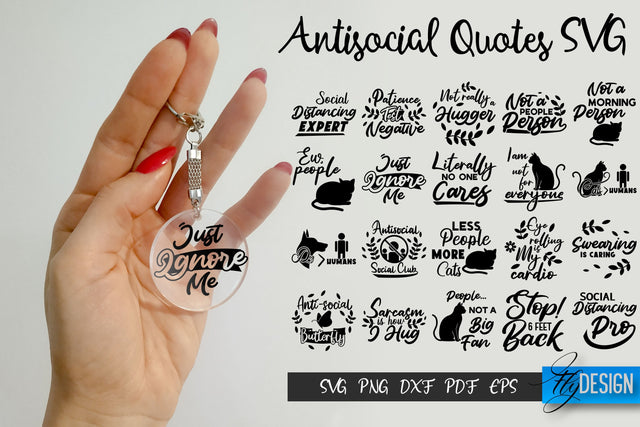 Antisocial Quotes Svg Bundle, Keychain Svg Bundle, Funny svg SVG Fly Design 