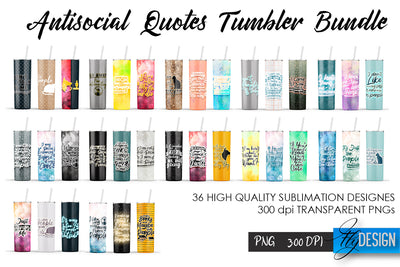 Antisocial Quotes Tumbler Bundle. 20 Oz Tumbler Bundle. Funny Tumbler Sublimation Fly Design 