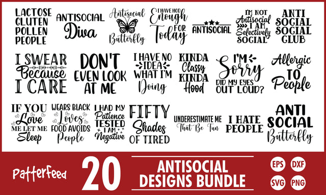 Antisocial SVG Designs Bundle SVG PatternFeed8 