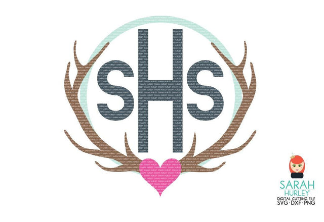 Antler Monogram Circle SVG Sarah Hurley 