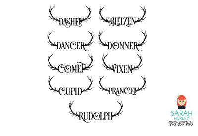 Antler Reindeer Names SVG Sarah Hurley 