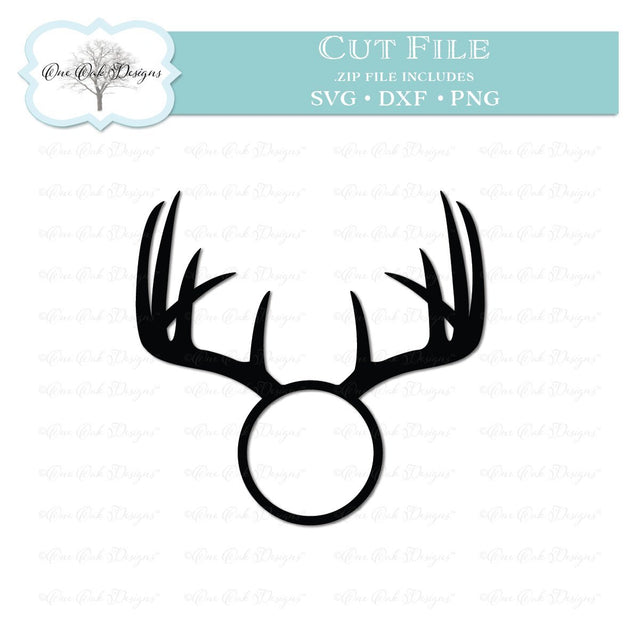 Antlers Circle Monogram Frame SVG One Oak Designs 