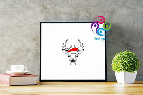 Antlers Deer With Santa Claus Hat Svg File SVG Sintegra 