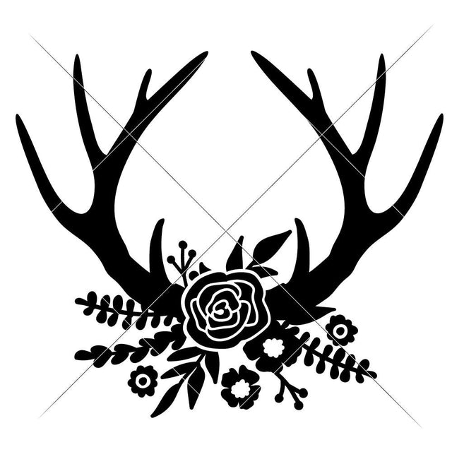Antlers with Flowers - Farmhouse SVG Chameleon Cuttables 