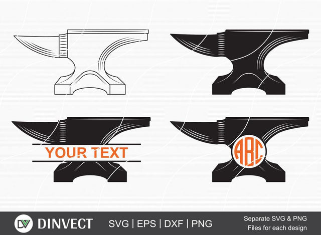 Anvil Monogram, Anvil Clipart, Anvil SVG, Anvil Split Silhouette, anvil split monogram, anvil SVG Dinvect 