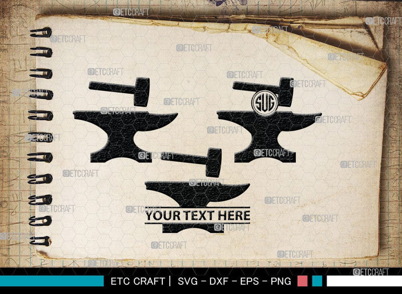 Anvil Designs Anvil Monogram, Anvil Silhouette, Anvil and Hammer Silhouette ...
