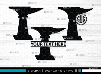 Anvil Monogram, Anvil Silhouette, Anvil and Hammer Silhouette, Blacksmith Svg, Workshop Svg, Anvil Bundle, SB00060 SVG ETC Craft 