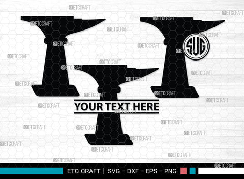 Anvil Monogram, Anvil Silhouette, Anvil and Hammer Silhouette, Blacksmith Svg, Workshop Svg, Anvil Bundle, SB00060 SVG ETC Craft 