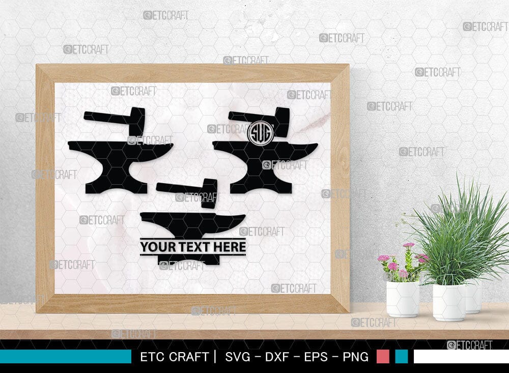 Anvil Monogram, Anvil Silhouette, Anvil and Hammer Silhouette ...