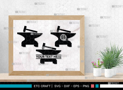 Anvil Monogram, Anvil Silhouette, Anvil and Hammer Silhouette, Blacksmith Svg, Workshop Svg, Anvil Bundle, SB00060 SVG ETC Craft 