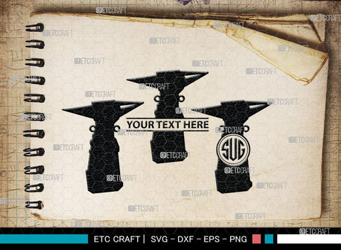 Anvil Monogram, Anvil Silhouette, Anvil and Hammer Silhouette, Blacksmith Svg, Workshop Svg, Anvil Bundle, SB00060 SVG ETC Craft 