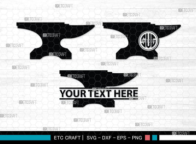 Anvil Monogram, Anvil Silhouette, Anvil and Hammer Silhouette, Blacksmith Svg, Workshop Svg, Anvil Bundle, SB00060 SVG ETC Craft 