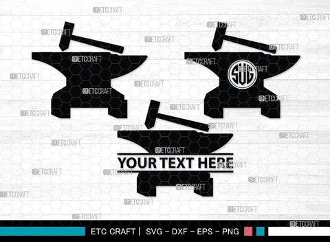 Anvil Monogram, Anvil Silhouette, Anvil and Hammer Silhouette, Blacksmith Svg, Workshop Svg, Anvil Bundle, SB00060 SVG ETC Craft 