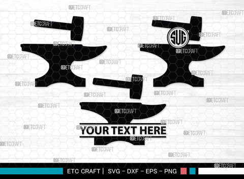 Anvil Monogram, Anvil Silhouette, Anvil and Hammer Silhouette, Blacksmith Svg, Workshop Svg, Anvil Bundle, SB00060 SVG ETC Craft 