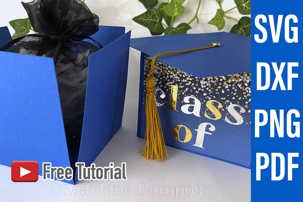 Graduation Box Dxf ANY YEAR Graduation Cap Gift Box | Die Cut Files | SVG, DXF | Royal ...