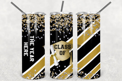 ANY YEAR Graduation Skinny Tumbler | Black, Gold Sublimation Marlene Campos 