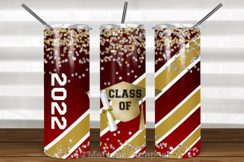 ANY YEAR Graduation Skinny Tumbler | Burgundy and Gold Sublimation Marlene Campos 