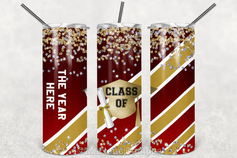 ANY YEAR Graduation Skinny Tumbler | Burgundy and Gold Sublimation Marlene Campos 