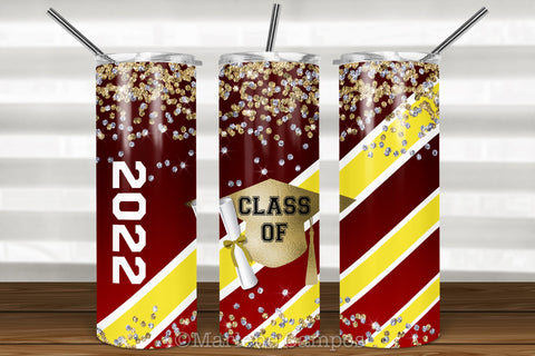 ANY YEAR Graduation Skinny Tumbler | Burgundy and Yellow Sublimation Marlene Campos 