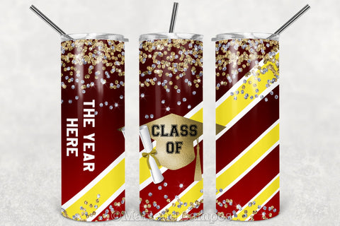 ANY YEAR Graduation Skinny Tumbler | Burgundy and Yellow Sublimation Marlene Campos 