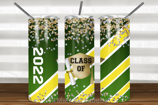 ANY YEAR Graduation Skinny Tumbler | Green and Yellow Sublimation Marlene Campos 
