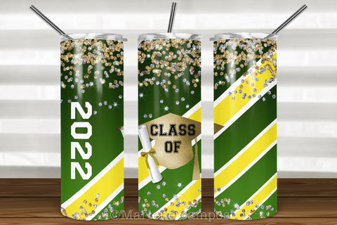 ANY YEAR Graduation Skinny Tumbler | Green and Yellow Sublimation Marlene Campos 