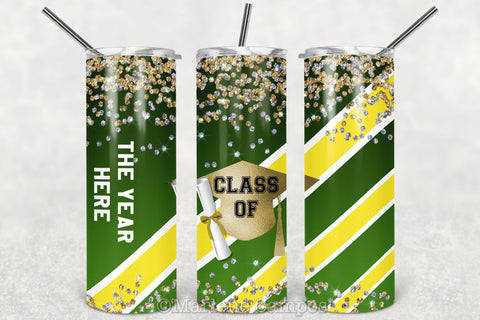 ANY YEAR Graduation Skinny Tumbler | Green and Yellow Sublimation Marlene Campos 