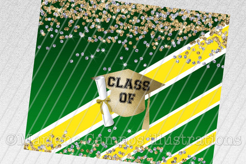 ANY YEAR Graduation Skinny Tumbler | Green and Yellow Sublimation Marlene Campos 