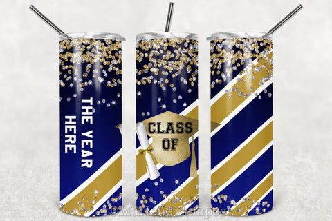 ANY YEAR Graduation Skinny Tumbler | Navy and Gold Sublimation Marlene Campos 
