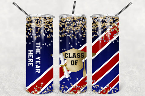ANY YEAR Graduation Skinny Tumbler | Navy and Red Sublimation Marlene Campos 
