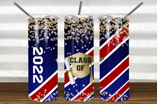ANY YEAR Graduation Skinny Tumbler | Navy and Red Sublimation Marlene Campos 