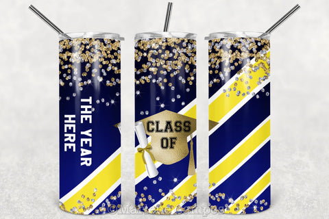 ANY YEAR Graduation Skinny Tumbler | Navy blue and Yellow Sublimation Marlene Campos 