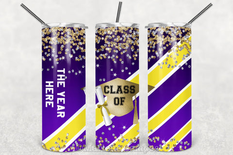 ANY YEAR Graduation Skinny Tumbler | Purple and Yellow Sublimation Marlene Campos 