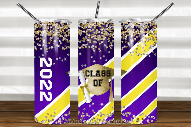 ANY YEAR Graduation Skinny Tumbler | Purple and Yellow Sublimation Marlene Campos 