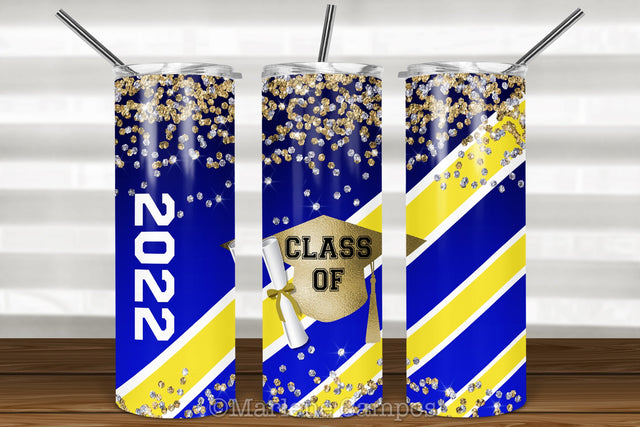 ANY YEAR Graduation Skinny Tumbler | Royal Blue and Yellow Sublimation Marlene Campos 