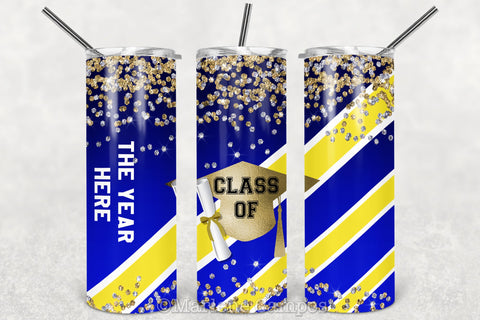 ANY YEAR Graduation Skinny Tumbler | Royal Blue and Yellow Sublimation Marlene Campos 