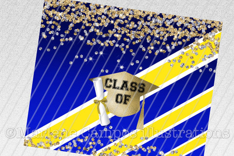 ANY YEAR Graduation Skinny Tumbler | Royal Blue and Yellow Sublimation Marlene Campos 