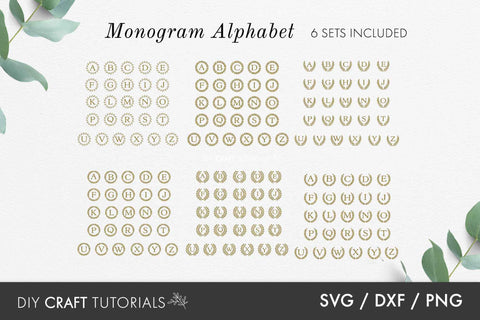 Aphabet Monogram SVG Bundle - 6 Wreath Designs SVG DIY Craft Tutorials 
