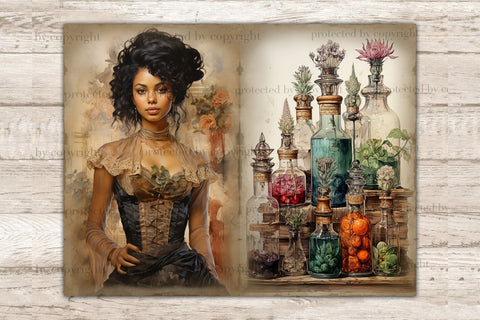 Apothecary Junk Journal Kit | Woman Ephemera SVG GlamArtZhanna 
