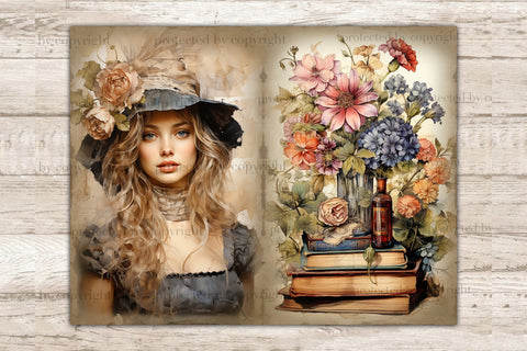 Apothecary Junk Journal Paper | Woman Digital Art SVG GlamArtZhanna 